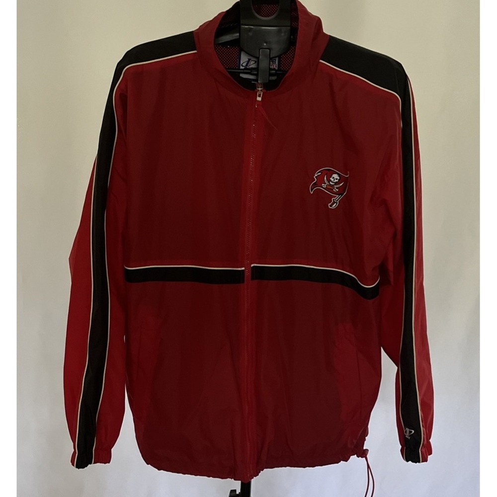 VTG Mens L Tampa Bay Buccaneers Windbreaker Jacket Coat Nylon Full Zip Light